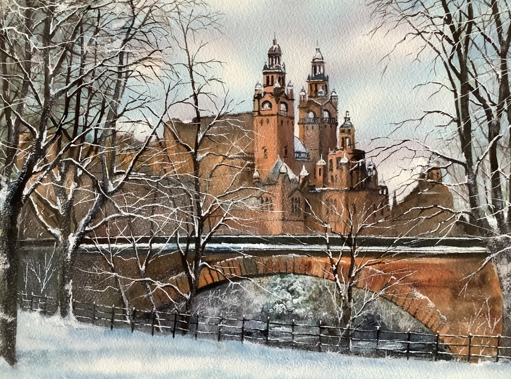 Snow covered Kelvingrove, Glasgow 