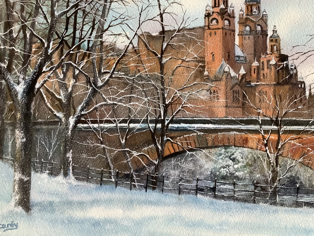 Snow covered Kelvingrove, Glasgow 
