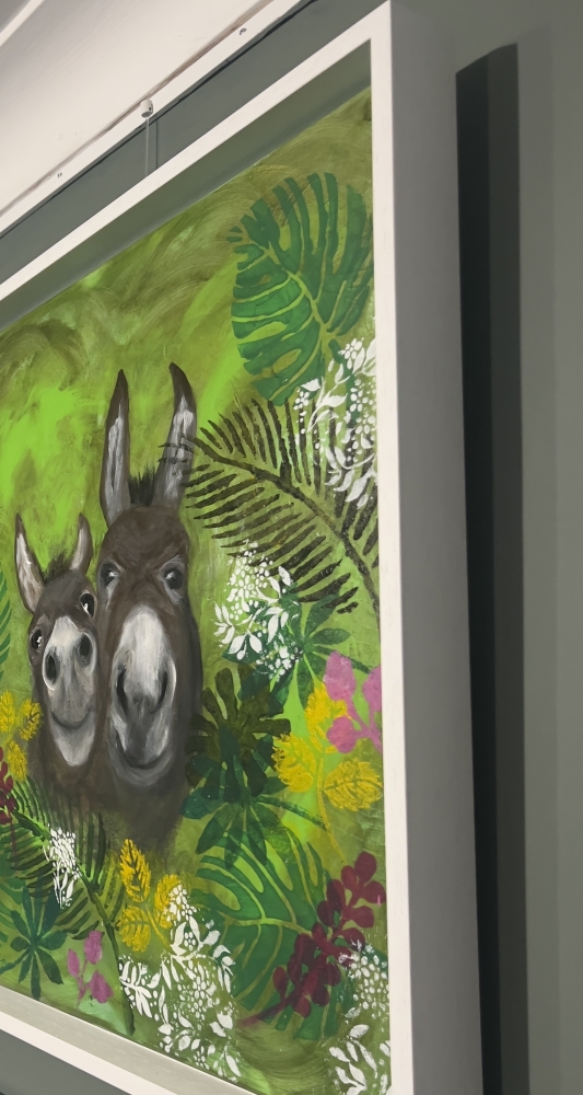 Donkeys pause for a moment