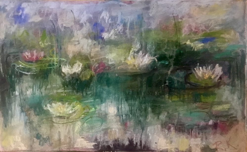 Floating Silence – Soft Pastel Lily Pond Painting