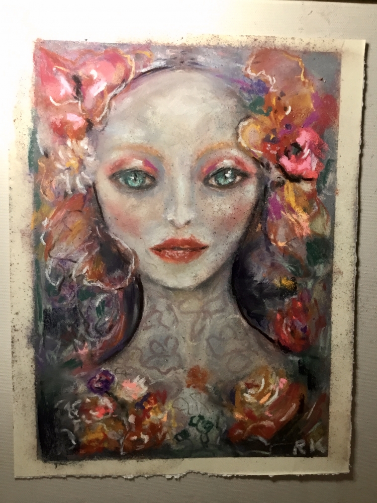 The Flowered Silence – Expressive Female Portrait