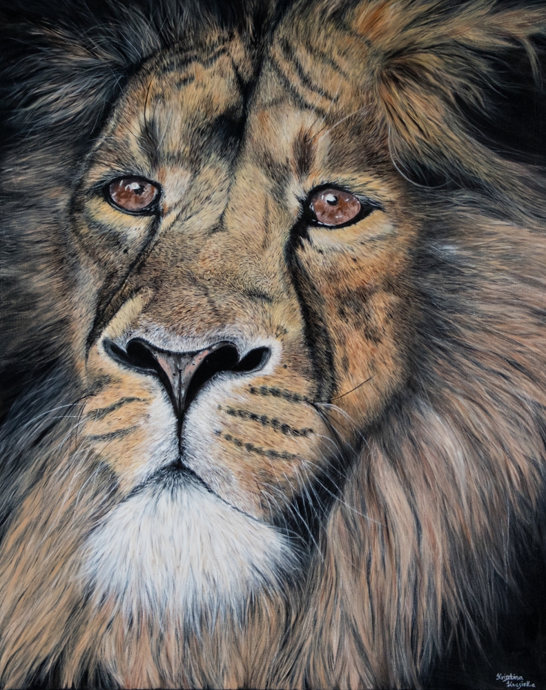 \"Power of Silence\" original lion painting