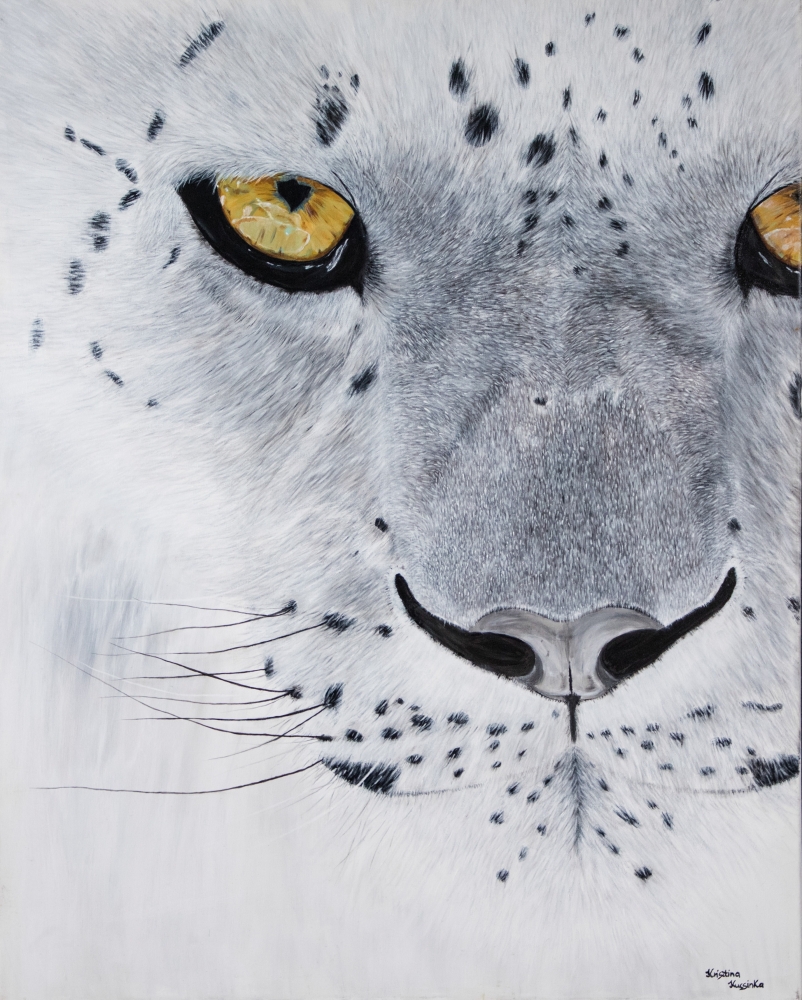\"Ghost of the Mountains\" original snow leopard painting