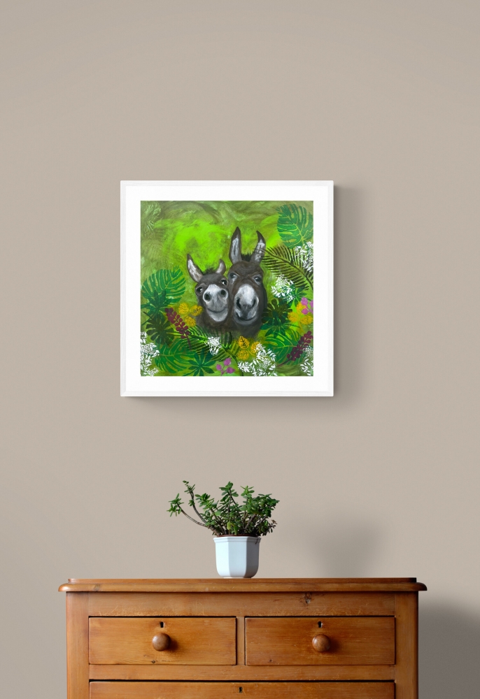 Donkeys pause for a moment