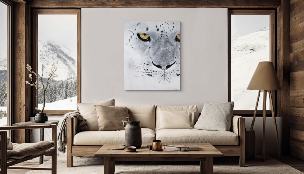 \"Ghost of the Mountains\" original snow leopard painting
