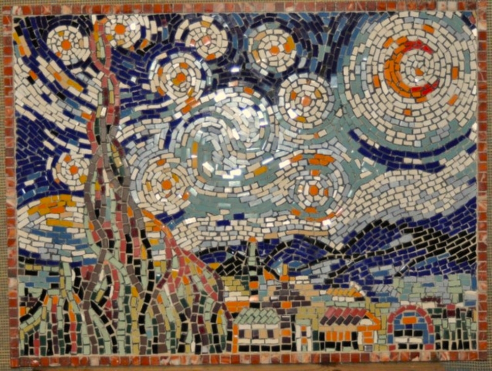 Starry Night, marbel mosaic, inspired from Van Gogh, 24x32  inch 