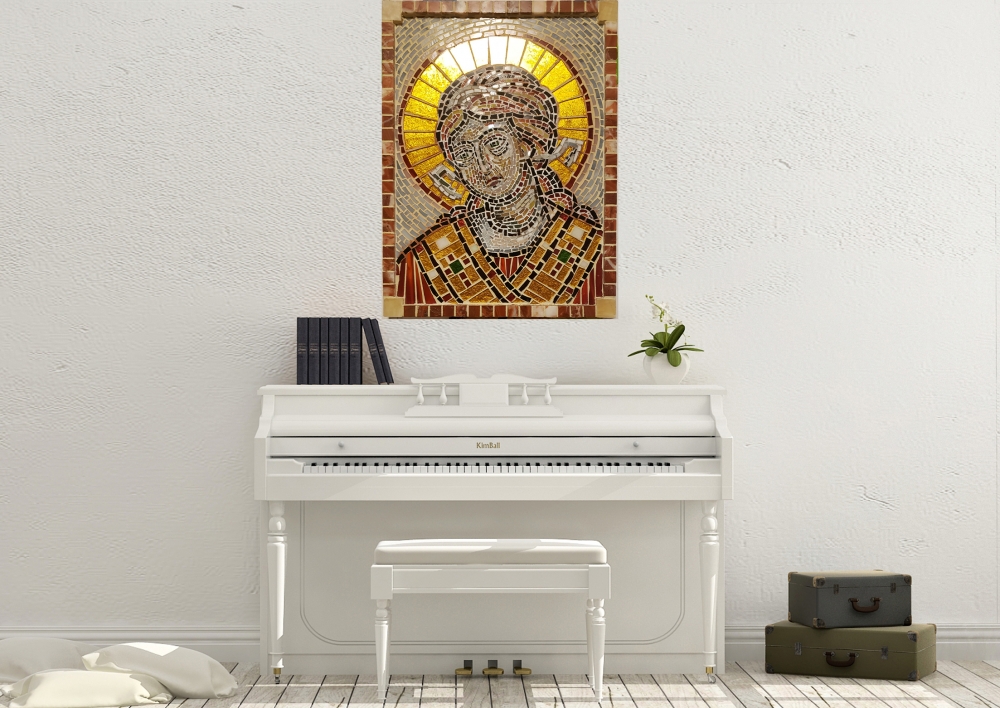 The Angel, GOD, The Angel, mosaic with color glass and gold leaf 24k, 12x16 inch, 30.5x40.5 cm 