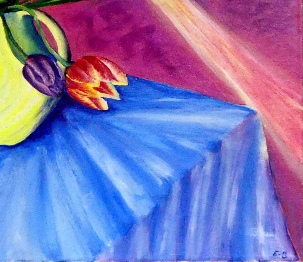 Tulips in Yellow Jug