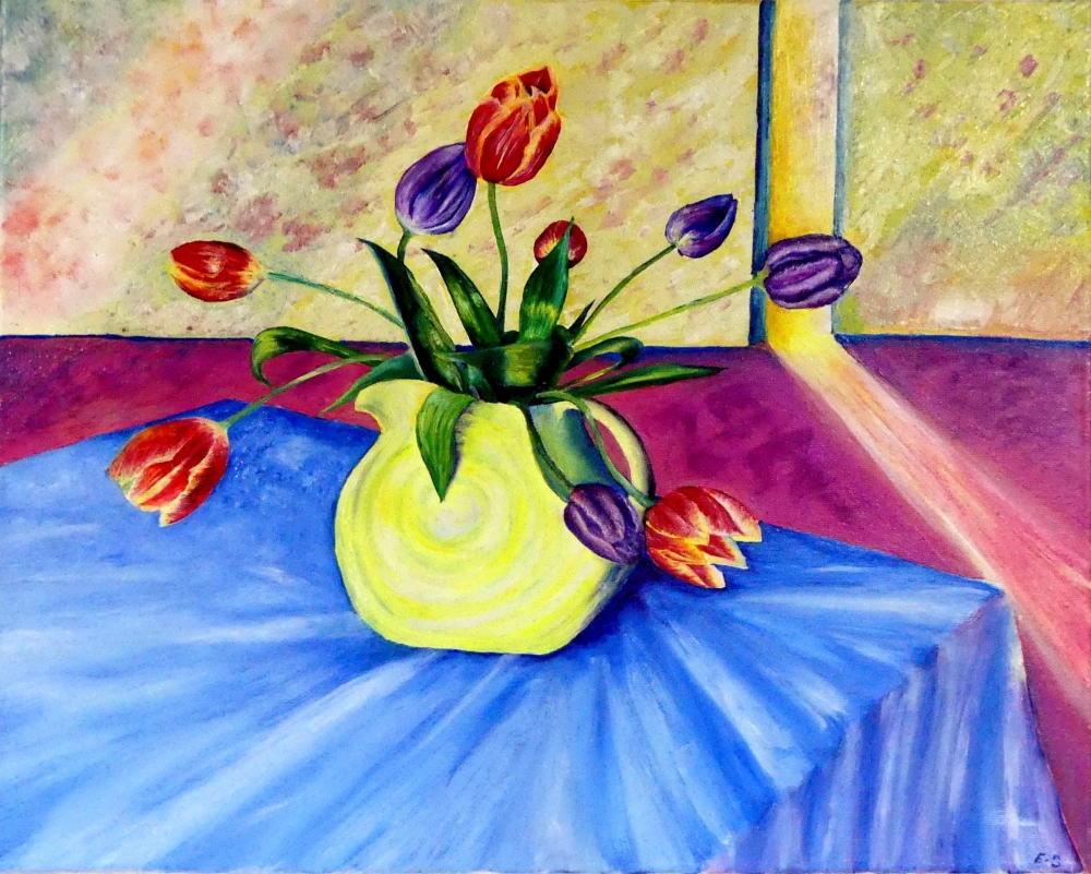 Tulips in Yellow Jug