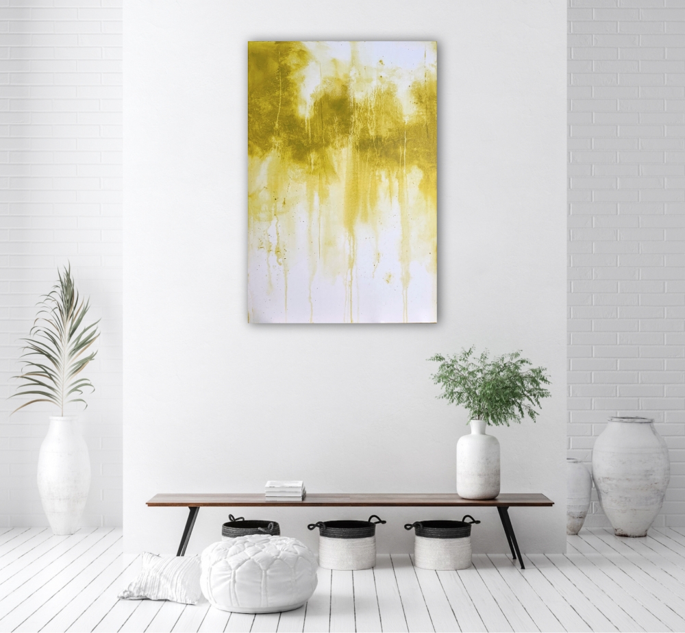 Large Distressed Abstract 1 - yellow ochre