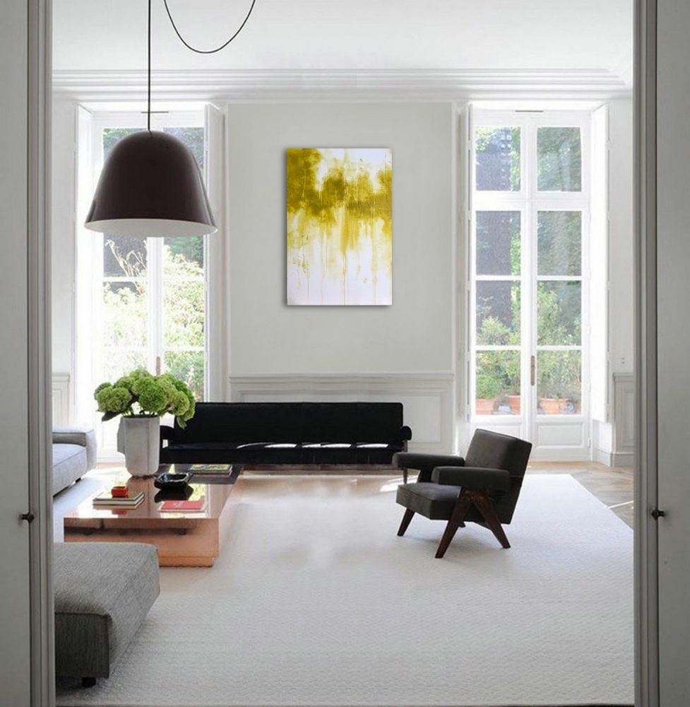 Large Distressed Abstract 1 - yellow ochre