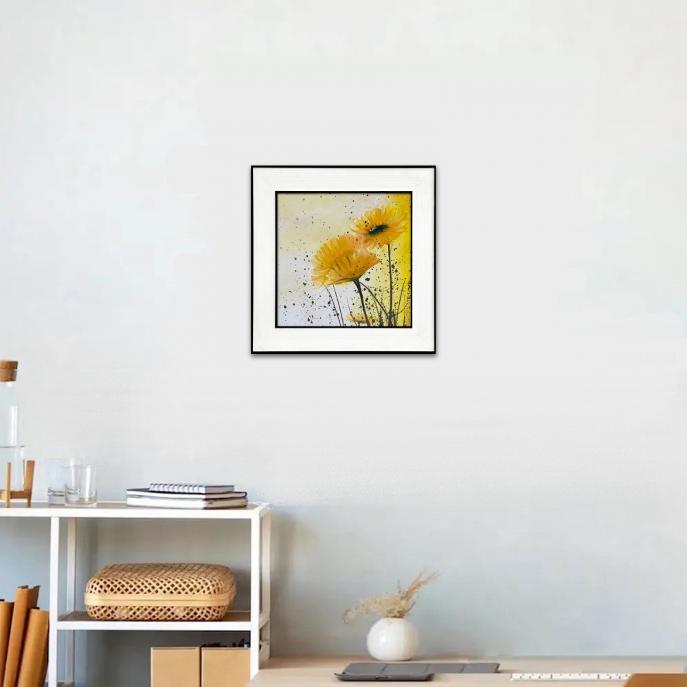 Orange Daisies framed