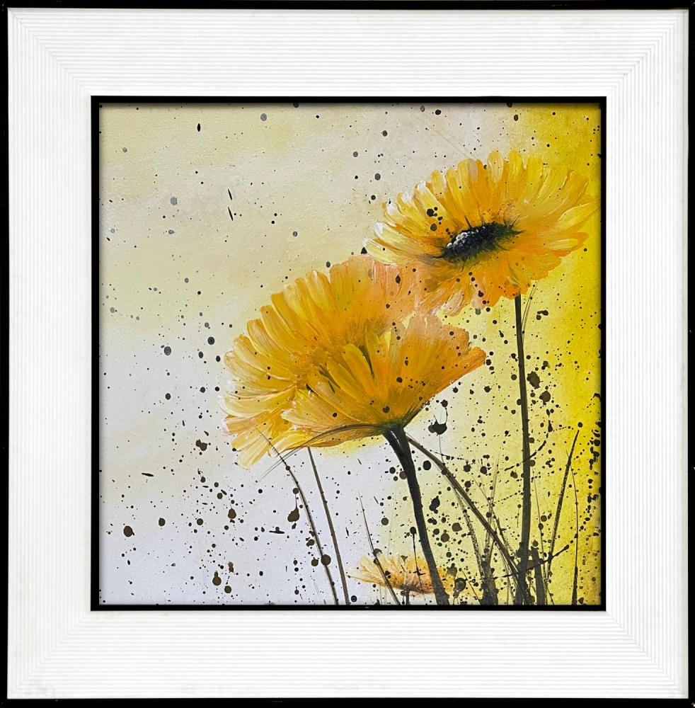 Orange Daisies framed
