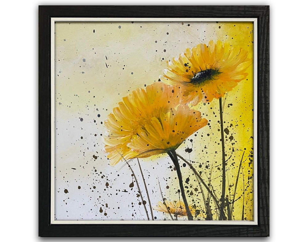 Orange Daisies framed