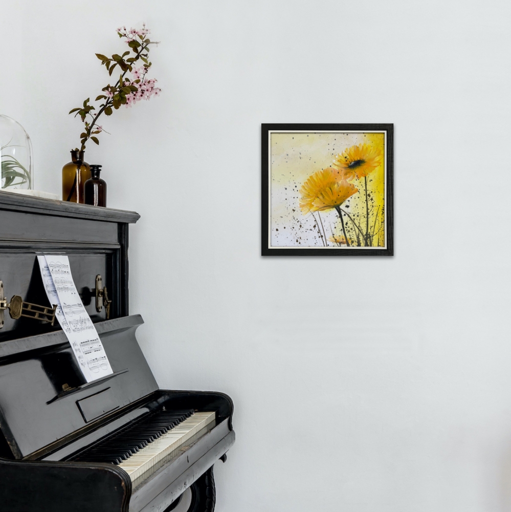 Orange Daisies framed
