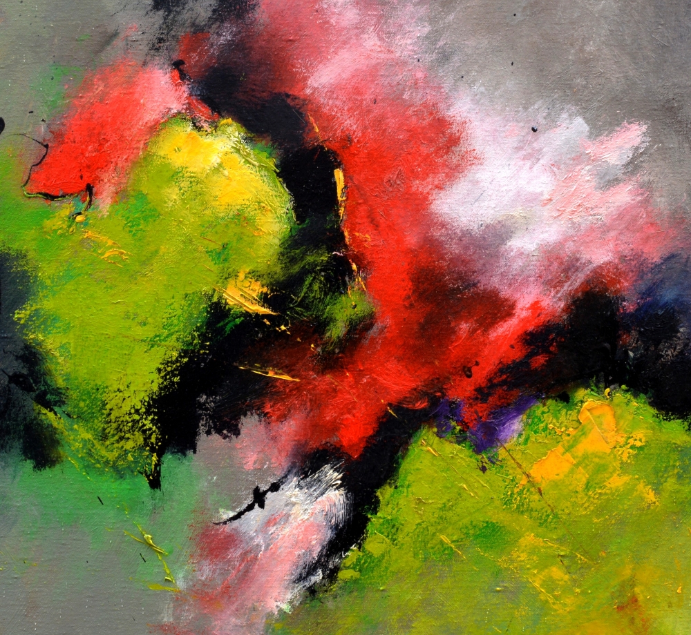 Red flowers in a green field 