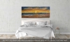 Seascape Ontario Lake, organic bees-wax on plywood, 24Hx58Lx1w inch, SKU 2011