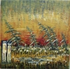 Landscape, Me, you and the fall, Muskoka Lake, ontario, Landscape, organic bees-wax on plywood, 30X30 inch, (76x76 cm) SKU 2012 