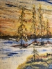 Landscape, Elephant Lake, Ontario,  organic beeswax on the playwood, 24x48 inch, 61x122 cm, SKU 2037 
