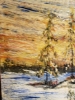 Landscape, Elephant Lake, Ontario,  organic beeswax on the playwood, 24x48 inch, 61x122 cm, SKU 2037 