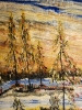 Landscape, Elephant Lake, Ontario,  organic beeswax on the playwood, 24x48 inch, 61x122 cm, SKU 2037 