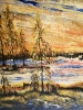 Landscape, Elephant Lake, Ontario,  organic beeswax on the playwood, 24x48 inch, 61x122 cm, SKU 2037 