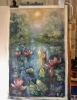 Mystical Water Garden – Soft Pastel Water Lily Pond Painting 30x50 cm