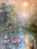 Mystical Water Garden – Soft Pastel Water Lily Pond Painting 30x50 cm