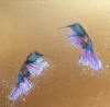 Two Hummingbirds on Gold