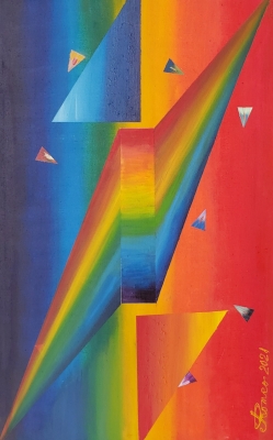 Ascending, descending of rainbow, acrylic on canvas