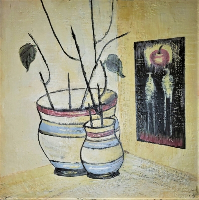 Adam and Eve, organic bees-wax, 24x24Hx1, inch, SKU 2003 