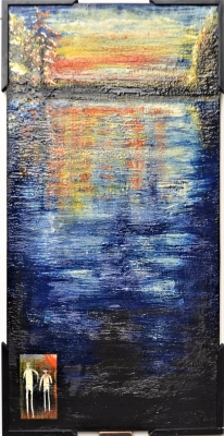 Landscape 1, 1000 Islands, Ontario, Canada, organic bees-wax on plywood