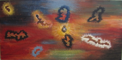 Messages from other world, bees-wax on board, 24X48L inch, SKU 2033 