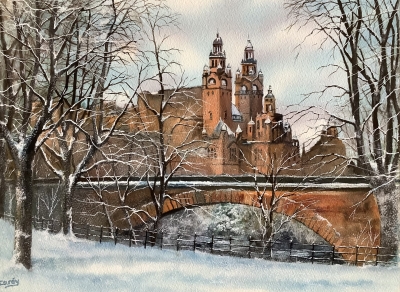 Snow covered Kelvingrove, Glasgow 