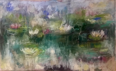 Floating Silence – Soft Pastel Lily Pond Painting