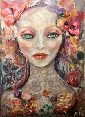The Flowered Silence – Expressive Female Portrait