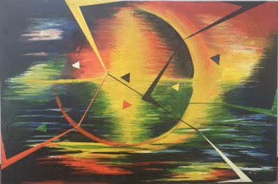 Number Six-6, organic beeswax, on board, 32x48 inch, 81x122 cm, SKU 2002 