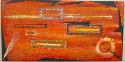 The basic of abstract, geometry, organic bees-wax on plywood 24X48 inch, SKU 2020