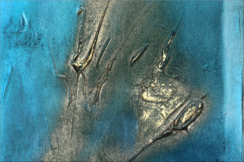 Large Turquoise and Gold Textured Abstract Painting – Resonance
