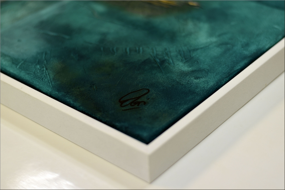 Large Turquoise and Gold Textured Abstract Painting – Resonance
