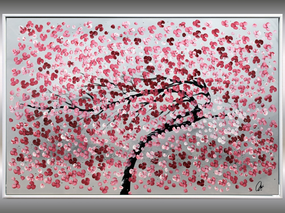 Large Pink Cherry Blossom Painting – Blown Away 