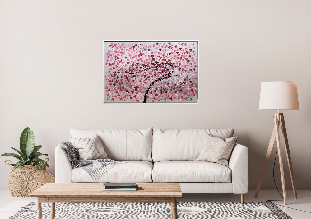 Large Pink Cherry Blossom Painting – Blown Away 
