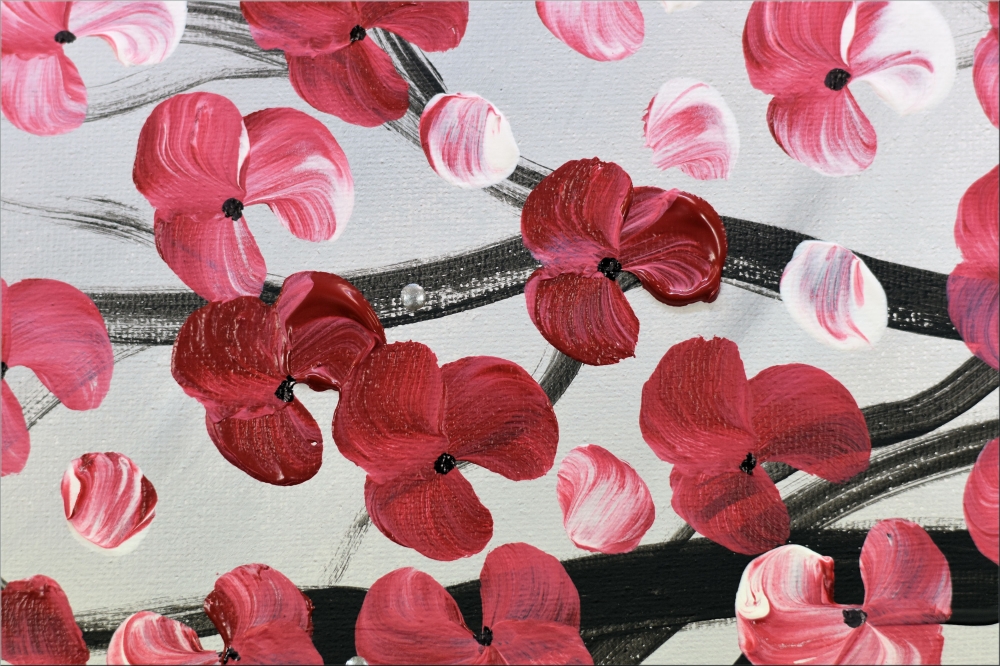Large Pink Cherry Blossom Painting – Blown Away 