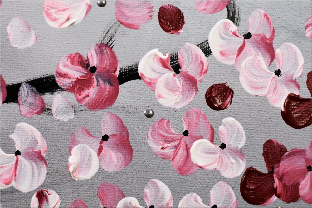 Large Pink Cherry Blossom Painting – Blown Away 