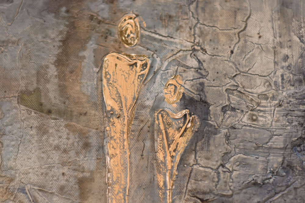 Textured Gold & Earth Abstract Painting – Silent Guardians