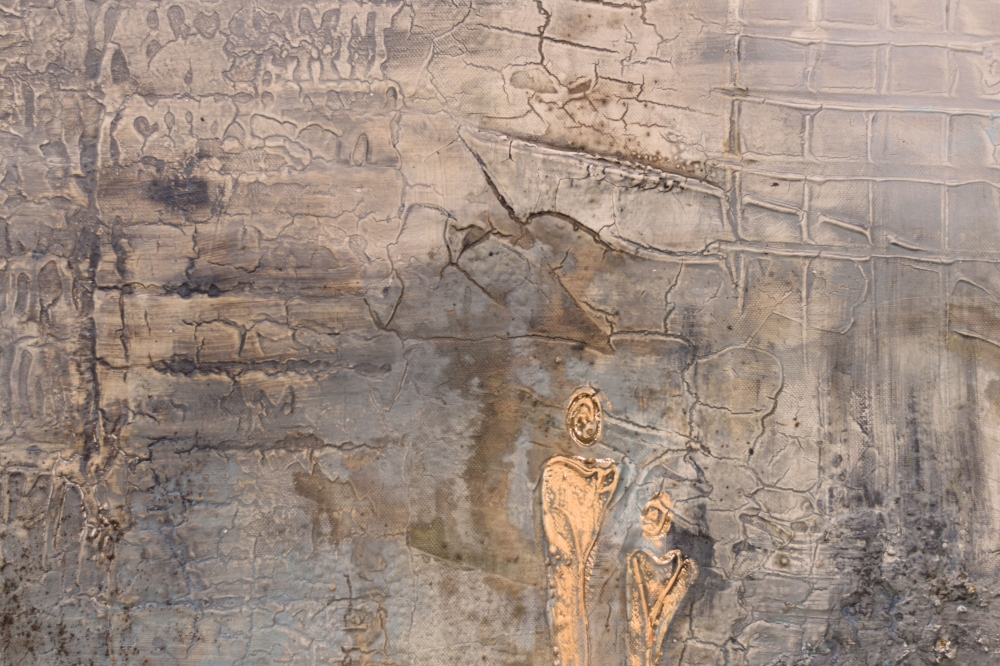 Textured Gold & Earth Abstract Painting – Silent Guardians