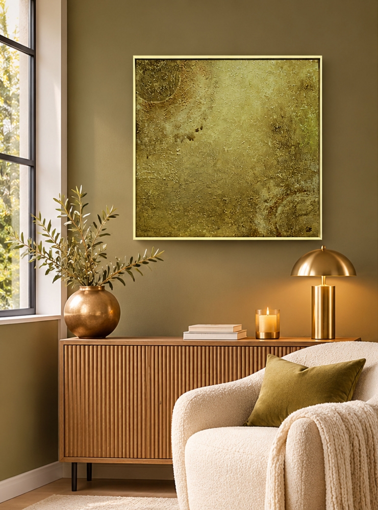 Original Gold Textured Abstract Painting – Eternal Presence