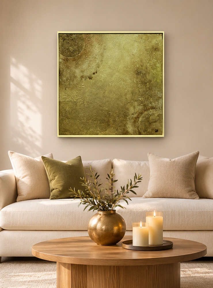Original Gold Textured Abstract Painting – Eternal Presence