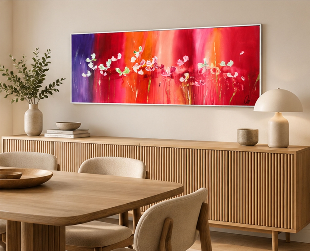 Large Colourful Abstract Flower Painting – Afterglow Field 