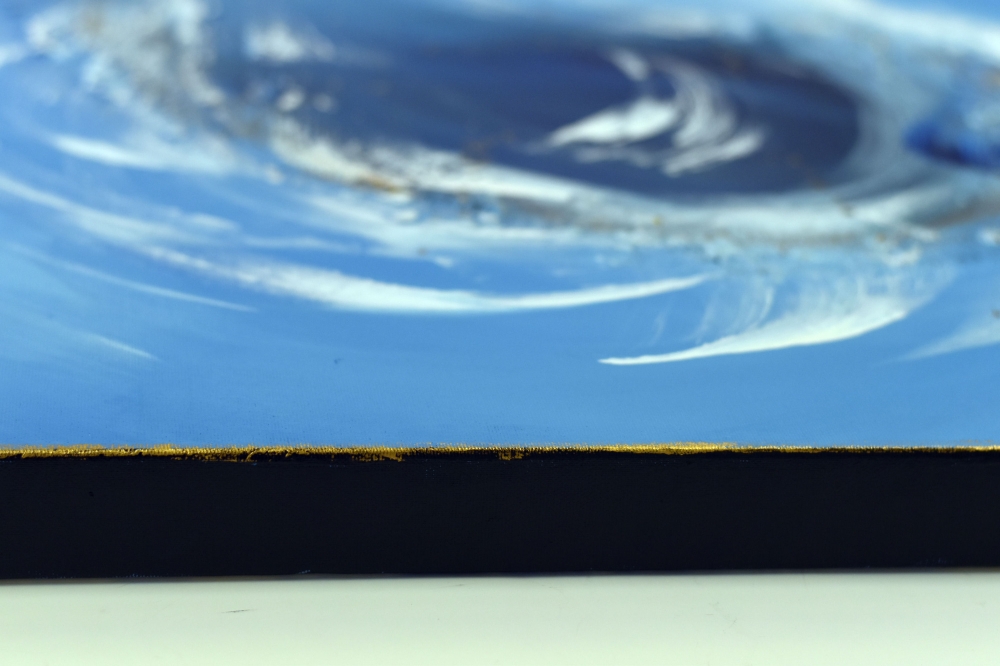 Large Blue Abstract Painting with Textured Waves – Celestial Currents